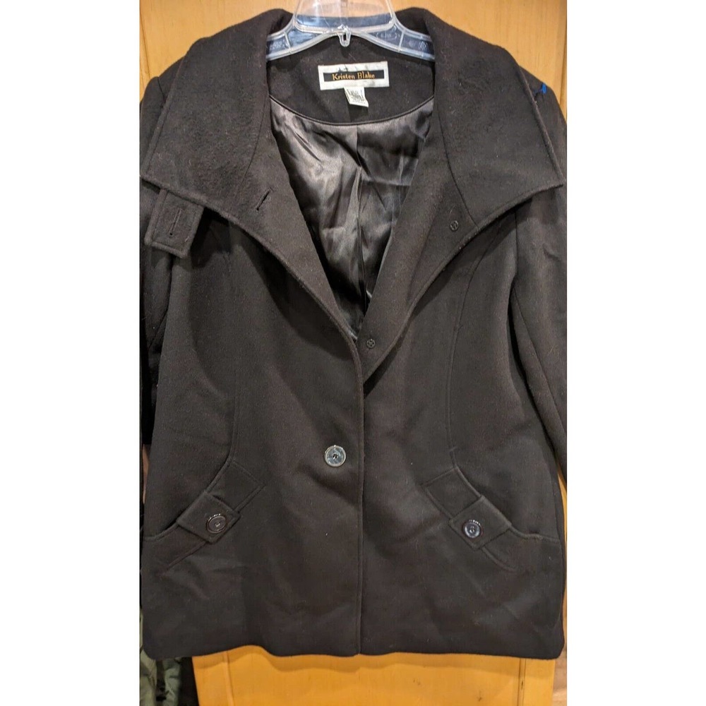 Kristen Blake Women Black Wool Blend Coat Ladies‎ Size XL
